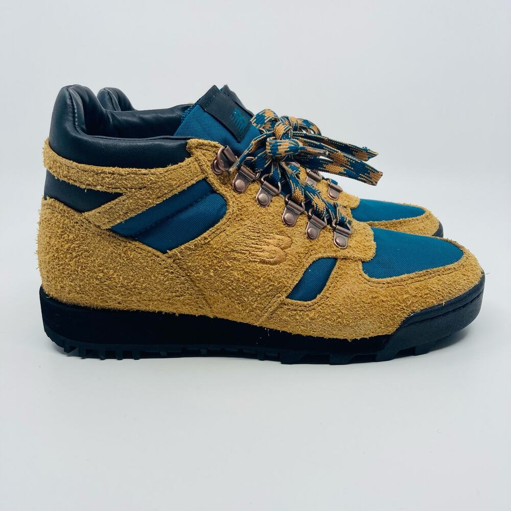 New Balance Rainier Shoe Boots Mens 6.5 Brown Blue Hiking Vibram Suede URAINAA